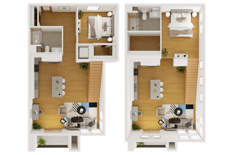 a floor plan of a house with a bedroom and a living room